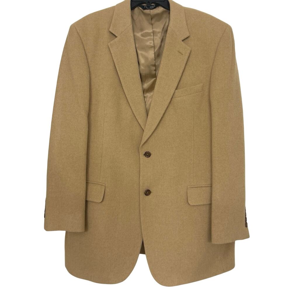 Jos A Bank Gordon 100% Camel Hair Tan Sport Coat Blazer 43L Tan Classic 2 Button
